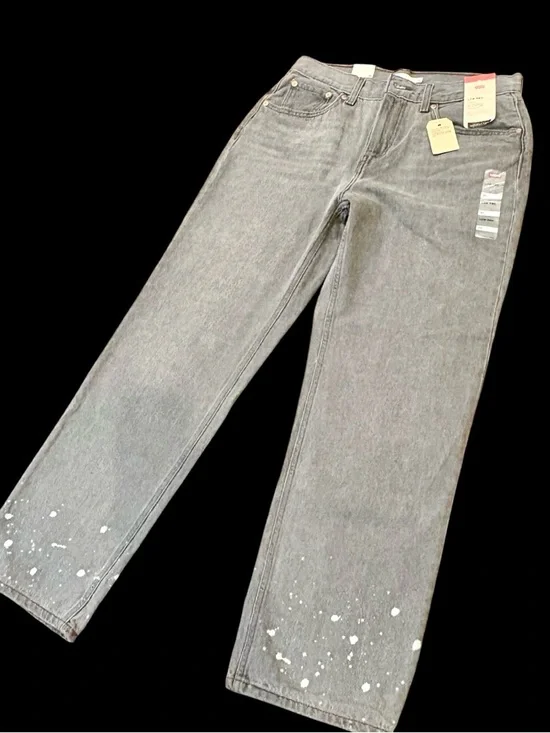 Levi’s Low Pro Straight Leg Gray Bleach Splatter Jeans Size 30 NWT-Y2K-Grunge - Picture 6 of 16